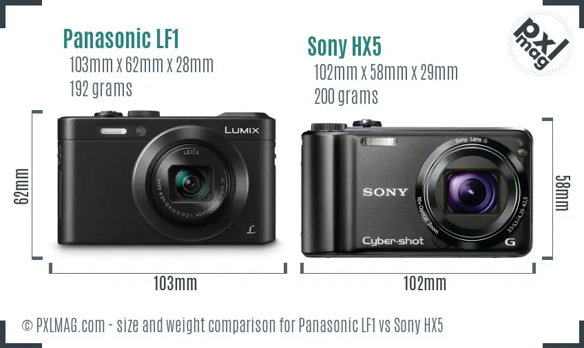 Panasonic LF1 vs Sony HX5 size comparison Panasonic LF1 vs Sony HX5 size comparison