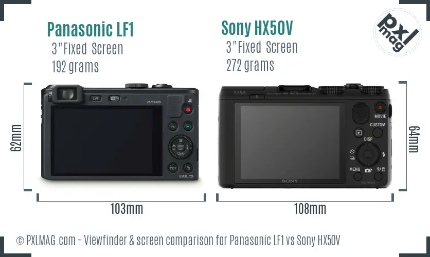 Panasonic LF1 vs Sony HX50V Screen and Viewfinder comparison