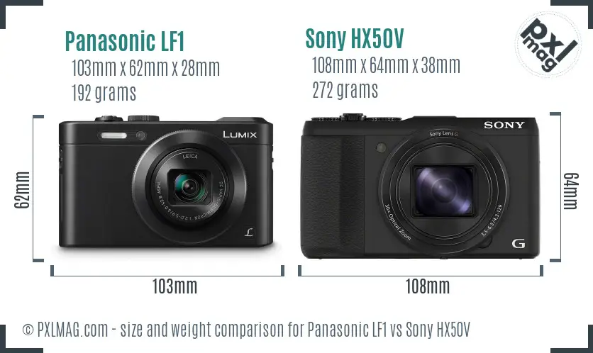 Panasonic LF1 vs Sony HX50V size comparison