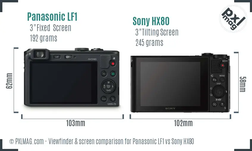 Panasonic LF1 vs Sony HX80 Screen and Viewfinder comparison