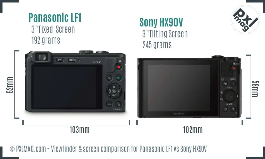 Panasonic LF1 vs Sony HX90V Screen and Viewfinder comparison