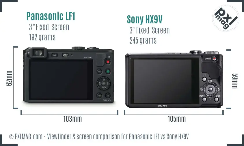 Panasonic LF1 vs Sony HX9V Screen and Viewfinder comparison