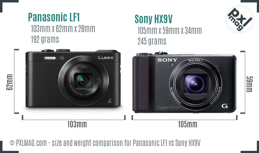 Panasonic LF1 vs Sony HX9V size comparison