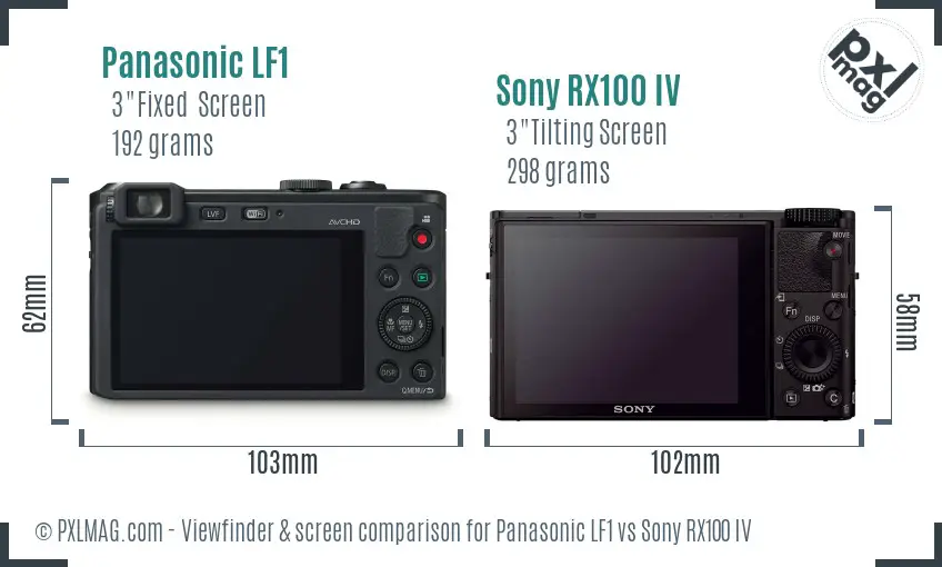 Panasonic LF1 vs Sony RX100 IV Screen and Viewfinder comparison Panasonic LF1 vs Sony RX100 IV Screen and Viewfinder comparison