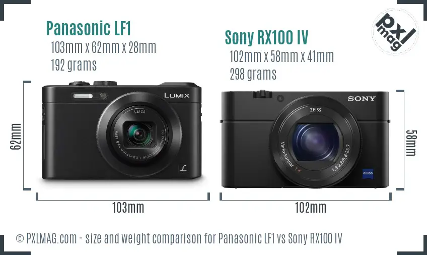 Panasonic LF1 vs Sony RX100 IV size comparison Panasonic LF1 vs Sony RX100 IV size comparison
