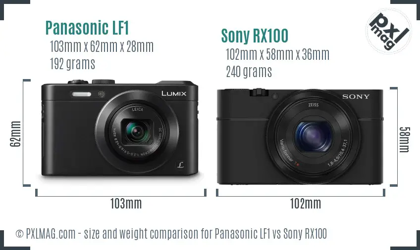 Panasonic LF1 vs Sony RX100 size comparison Panasonic LF1 vs Sony RX100 size comparison