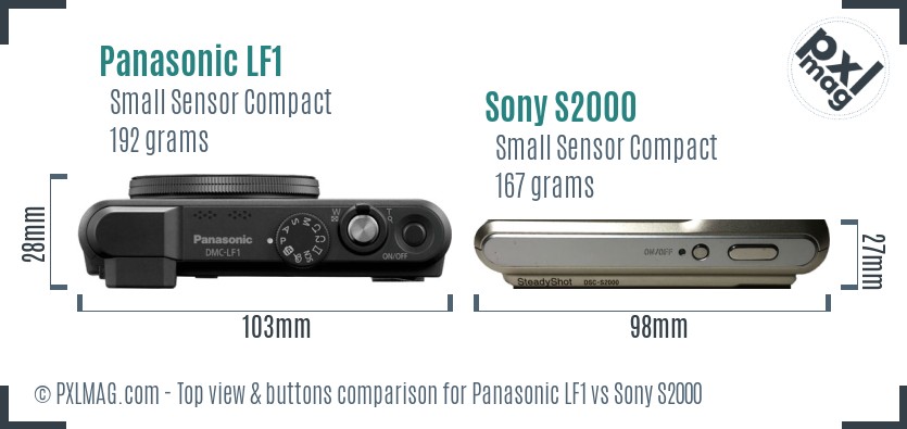 Panasonic LF1 vs Sony S2000 top view buttons comparison