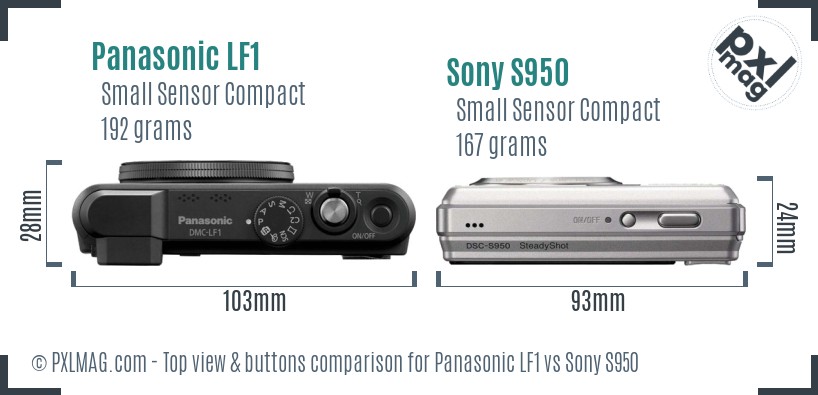 Panasonic LF1 vs Sony S950 top view buttons comparison