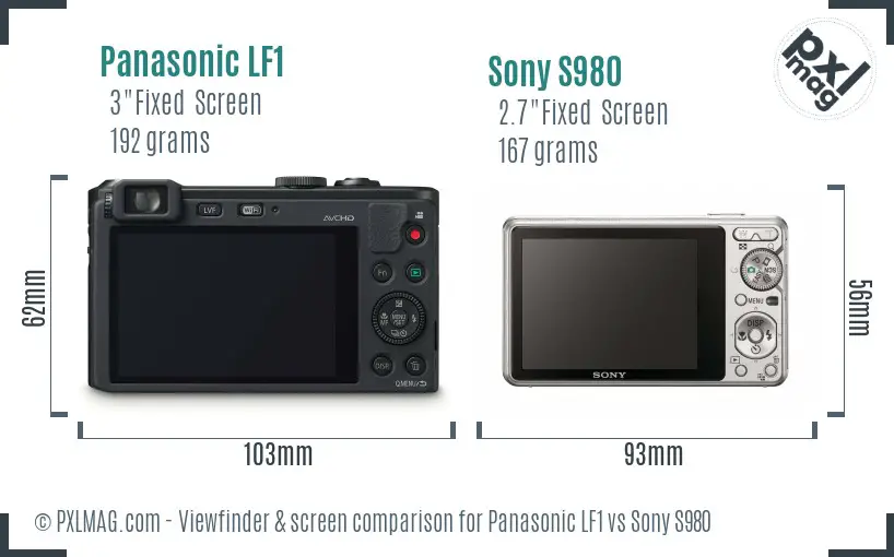 Panasonic LF1 vs Sony S980 Screen and Viewfinder comparison