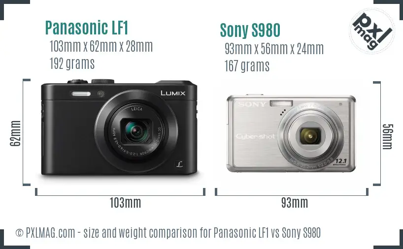 Panasonic LF1 vs Sony S980 size comparison