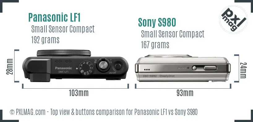Panasonic LF1 vs Sony S980 top view buttons comparison