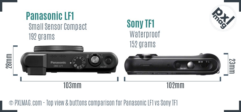 Panasonic LF1 vs Sony TF1 top view buttons comparison