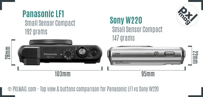 Panasonic LF1 vs Sony W220 top view buttons comparison
