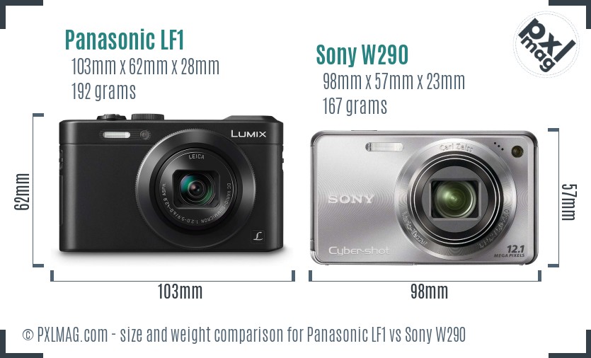 Panasonic LF1 vs Sony W290 size comparison