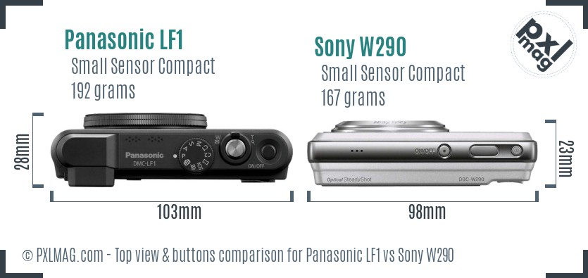Panasonic LF1 vs Sony W290 top view buttons comparison