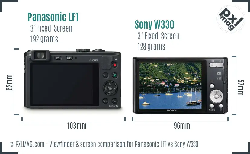 Panasonic LF1 vs Sony W330 Screen and Viewfinder comparison