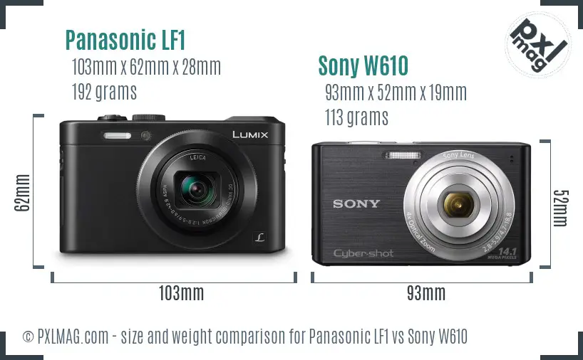 Panasonic LF1 vs Sony W610 size comparison