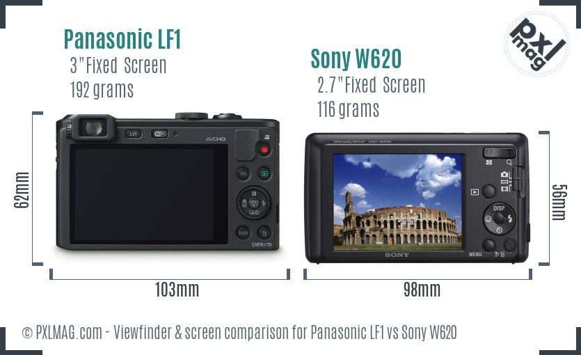 Panasonic LF1 vs Sony W620 Screen and Viewfinder comparison