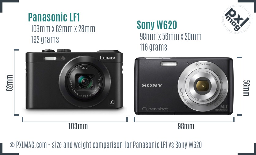 Panasonic LF1 vs Sony W620 size comparison