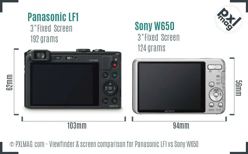 Panasonic LF1 vs Sony W650 Screen and Viewfinder comparison Panasonic LF1 vs Sony W650 Screen and Viewfinder comparison