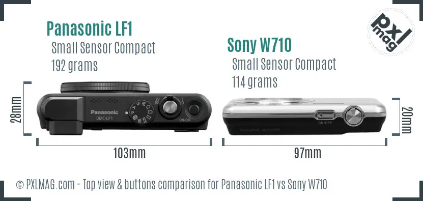 Panasonic LF1 vs Sony W710 top view buttons comparison Panasonic LF1 vs Sony W710 top view buttons comparison