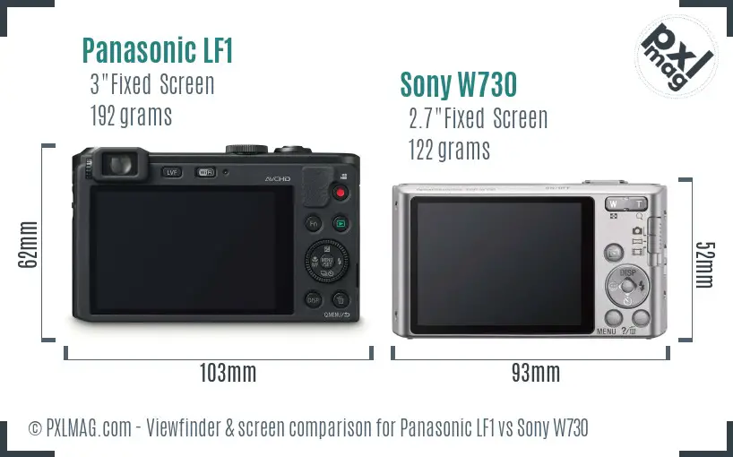Panasonic LF1 vs Sony W730 Screen and Viewfinder comparison