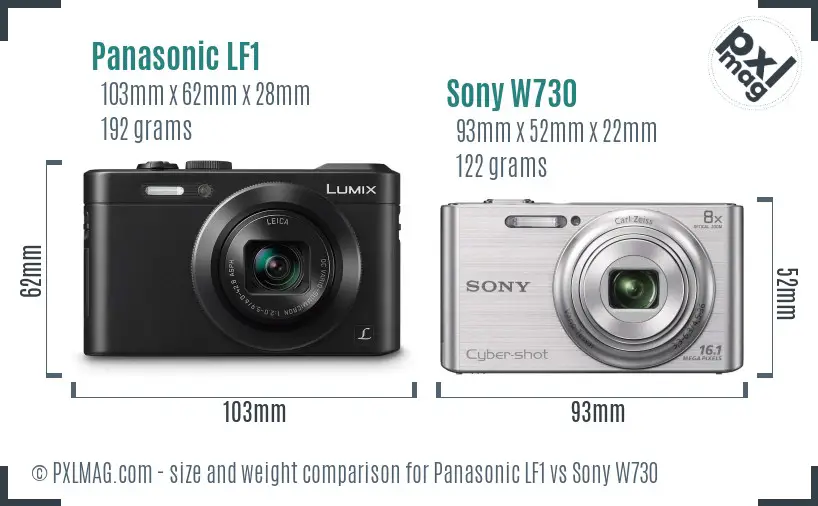 Panasonic LF1 vs Sony W730 size comparison