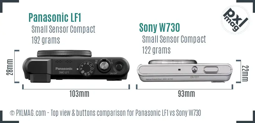 Panasonic LF1 vs Sony W730 top view buttons comparison