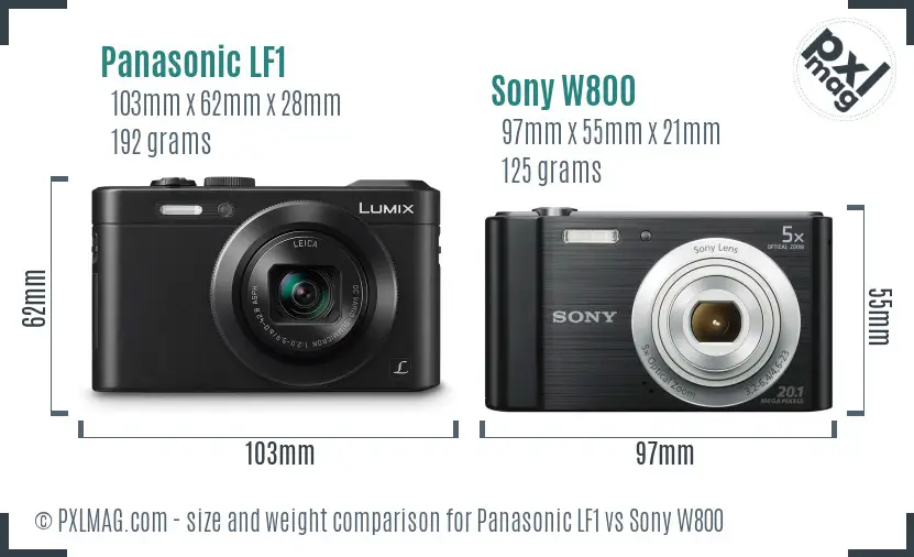 Panasonic LF1 vs Sony W800 size comparison