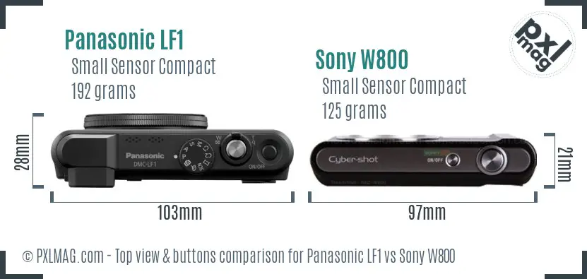 Panasonic LF1 vs Sony W800 top view buttons comparison