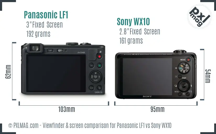 Panasonic LF1 vs Sony WX10 Screen and Viewfinder comparison