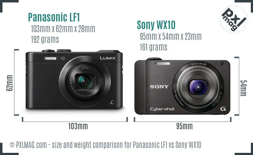 Panasonic LF1 vs Sony WX10 size comparison