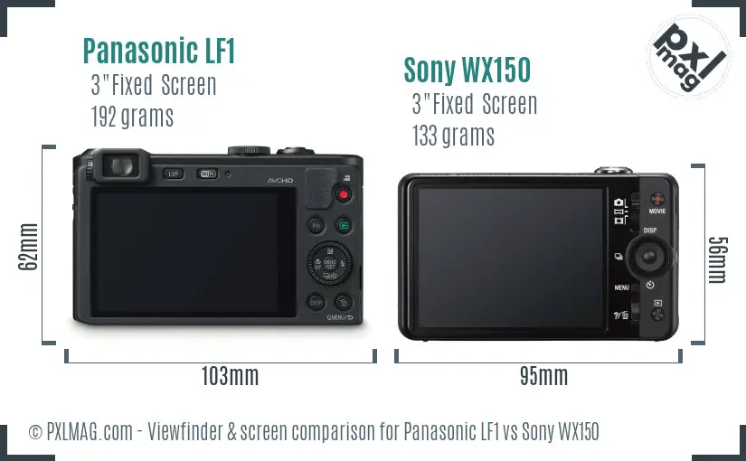 Panasonic LF1 vs Sony WX150 Screen and Viewfinder comparison