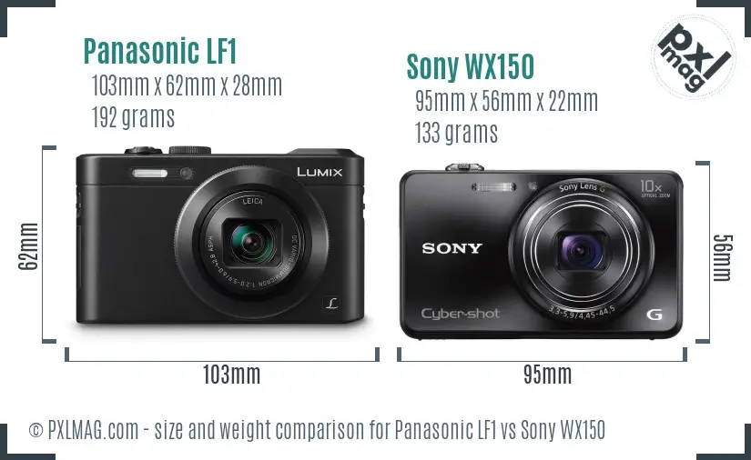 Panasonic LF1 vs Sony WX150 size comparison