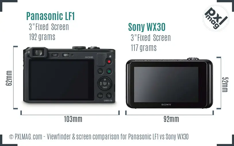 Panasonic LF1 vs Sony WX30 Screen and Viewfinder comparison
