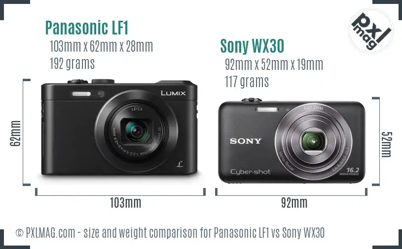 Panasonic LF1 vs Sony WX30 size comparison