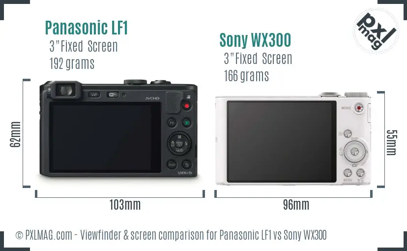 Panasonic LF1 vs Sony WX300 Screen and Viewfinder comparison