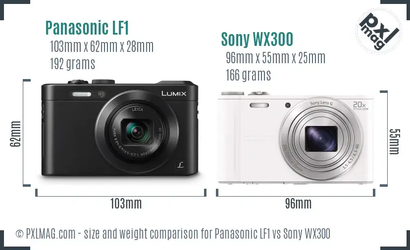 Panasonic LF1 vs Sony WX300 size comparison