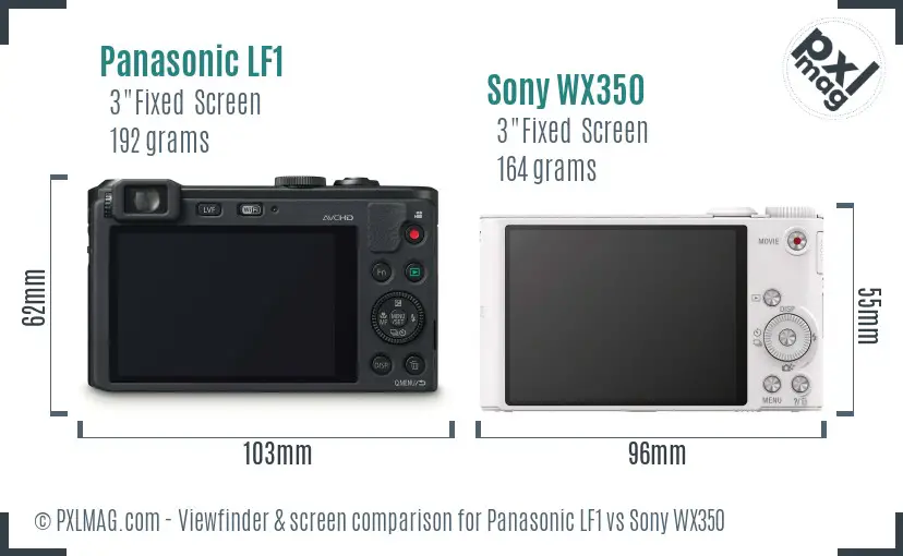 Panasonic LF1 vs Sony WX350 Screen and Viewfinder comparison