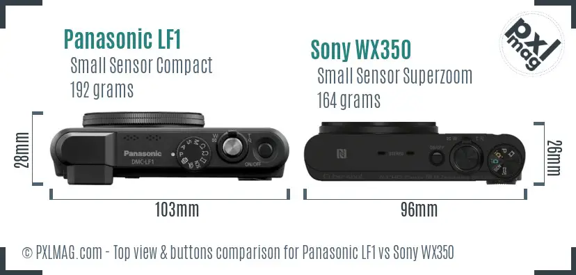 Panasonic LF1 vs Sony WX350 top view buttons comparison