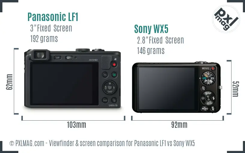 Panasonic LF1 vs Sony WX5 Screen and Viewfinder comparison