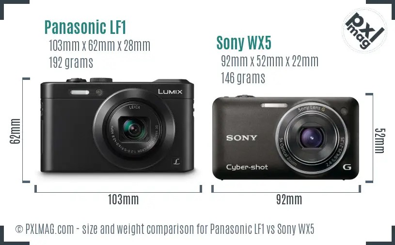 Panasonic LF1 vs Sony WX5 size comparison