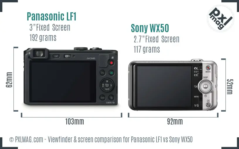 Panasonic LF1 vs Sony WX50 Screen and Viewfinder comparison