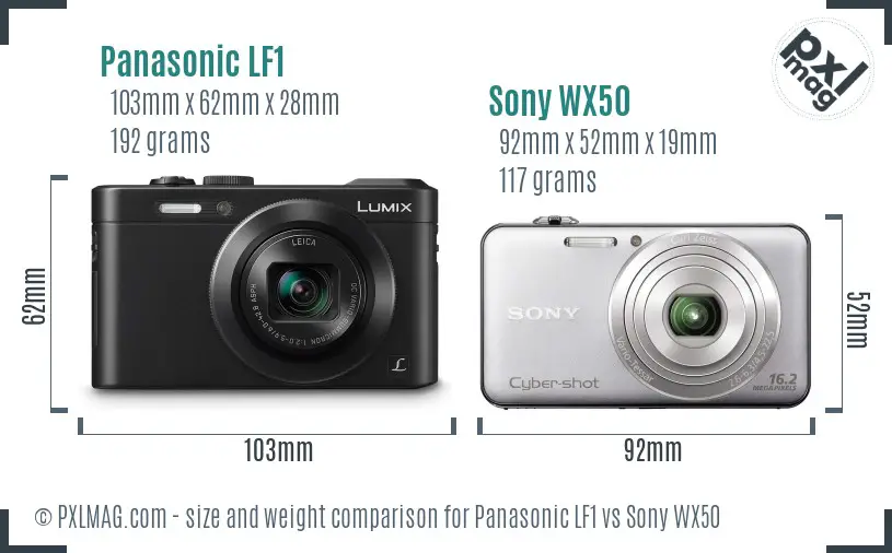 Panasonic LF1 vs Sony WX50 size comparison