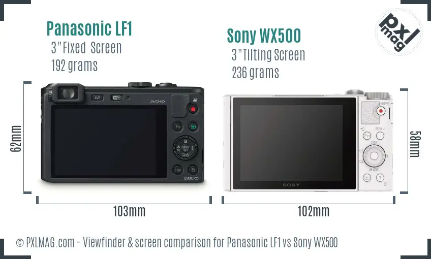 Panasonic LF1 vs Sony WX500 Screen and Viewfinder comparison