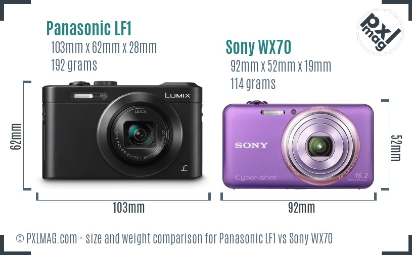 Panasonic LF1 vs Sony WX70 size comparison
