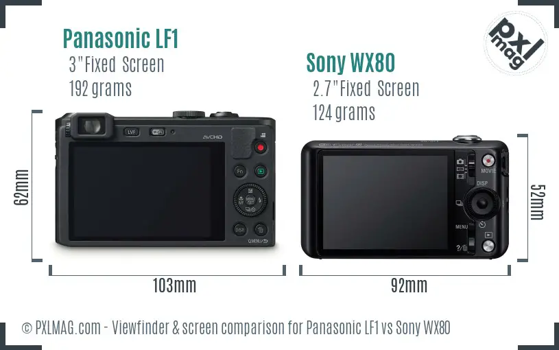 Panasonic LF1 vs Sony WX80 Screen and Viewfinder comparison Panasonic LF1 vs Sony WX80 Screen and Viewfinder comparison