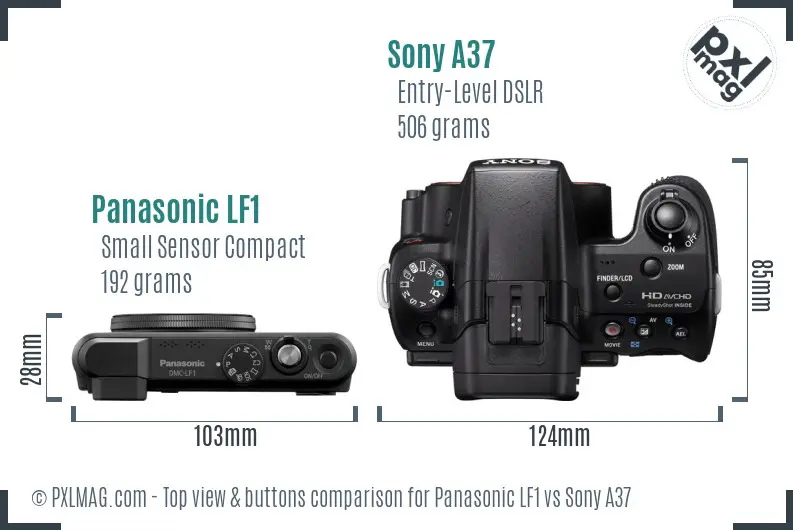 Panasonic LF1 vs Sony A37 top view buttons comparison