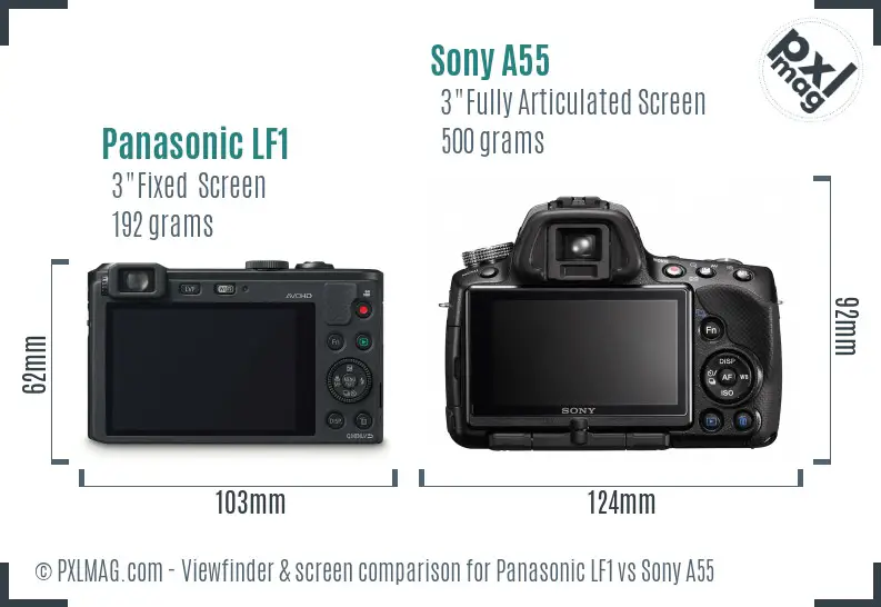 Panasonic LF1 vs Sony A55 Screen and Viewfinder comparison