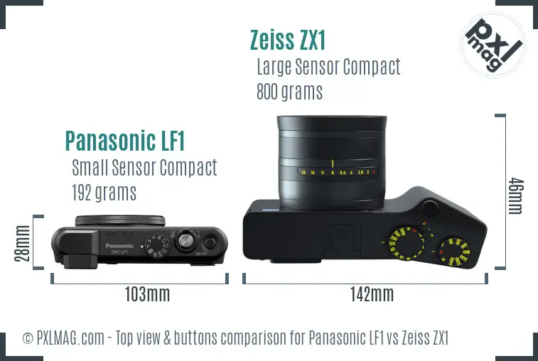 Panasonic LF1 vs Zeiss ZX1 top view buttons comparison